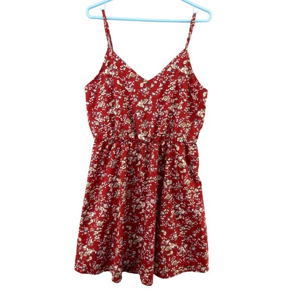 Shein Dresses | Shein Floral Red Cami Dress Euc Women's Size XL | Color: Red | Size: XL | Nwdaisy's Closet